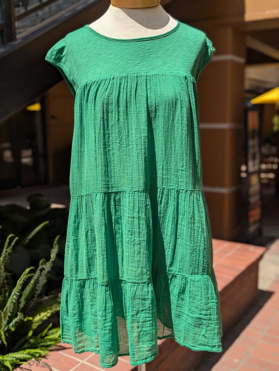 Velvet Alex Cotton Slub Dress in Emerald