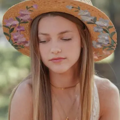 Olive & Pique Floral Embroidery Raffia Straw Boater Sun Hat