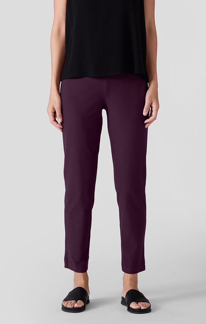 Eileen Fisher Washable Stretch Crepe Slim Ankle Pant in Blackberry