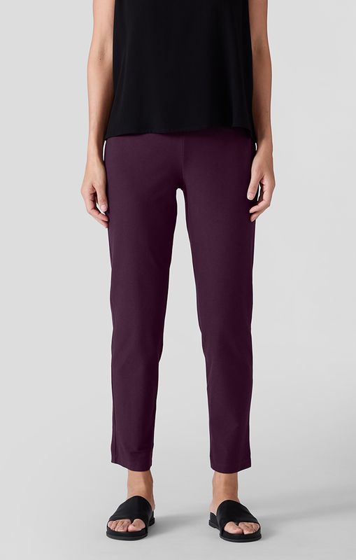 Eileen Fisher Washable Stretch Crepe Slim Ankle Pant in Blackberry