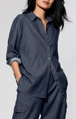 Eileen Fisher Airy Organic Cotton Twill Classic Collar Easy Shirt in Denim
