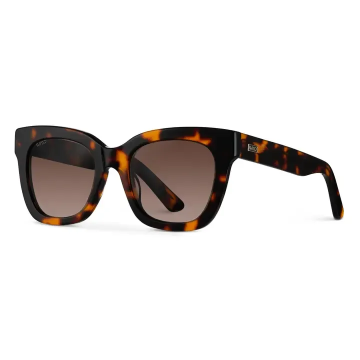 WMP Stormi Square Chunky Polarized Sunglasses in Tortoise/Gradient Brown Lens