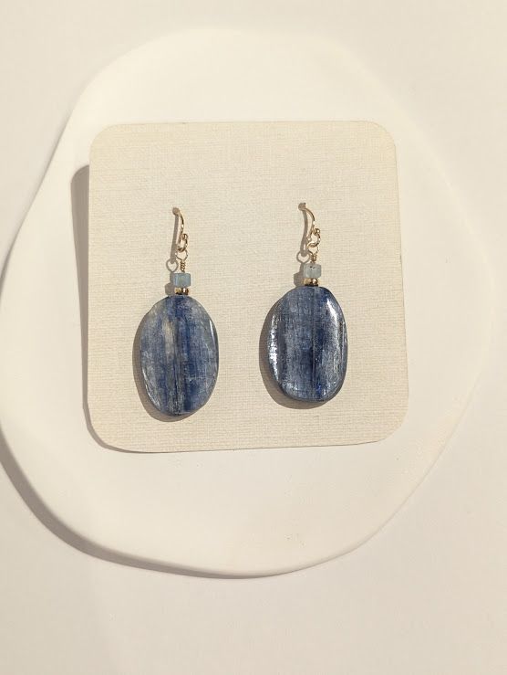 Perle Earrings in 14K Gold Fill, Kyanite & Quartz - K#12