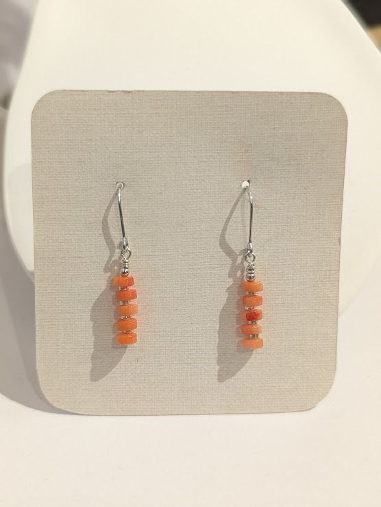 Perle Earrings in Sterling Silver & Coral - J#6