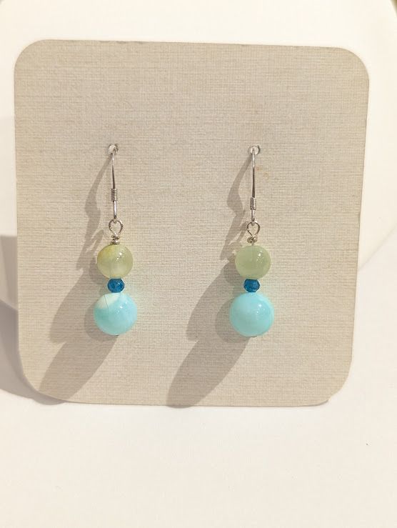 Perle Earrings in Sterling Silver, Peruvian Opal, Calcite & Apatite - J#1