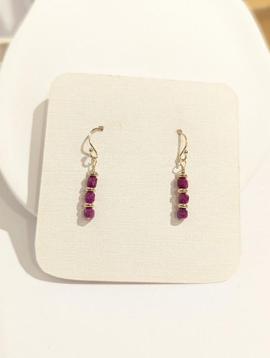 Perle Earrings in 14K Gold Fill & Ruby - L#15