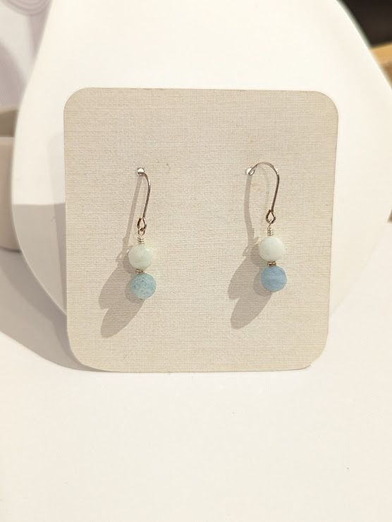 Perle Earrings in Sterling Silver & Aquamarine - #14