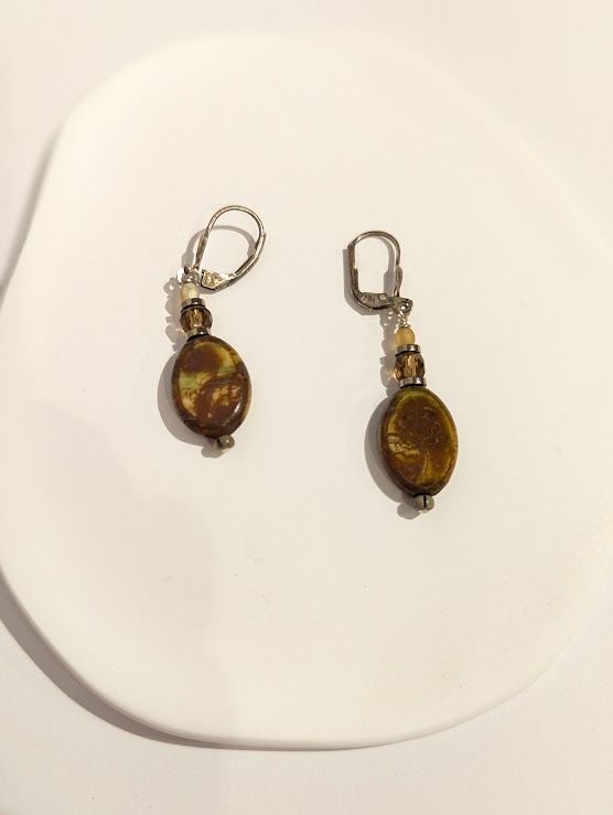 Perle Earrings in Sterling Silver, Czech Glass & Hematite