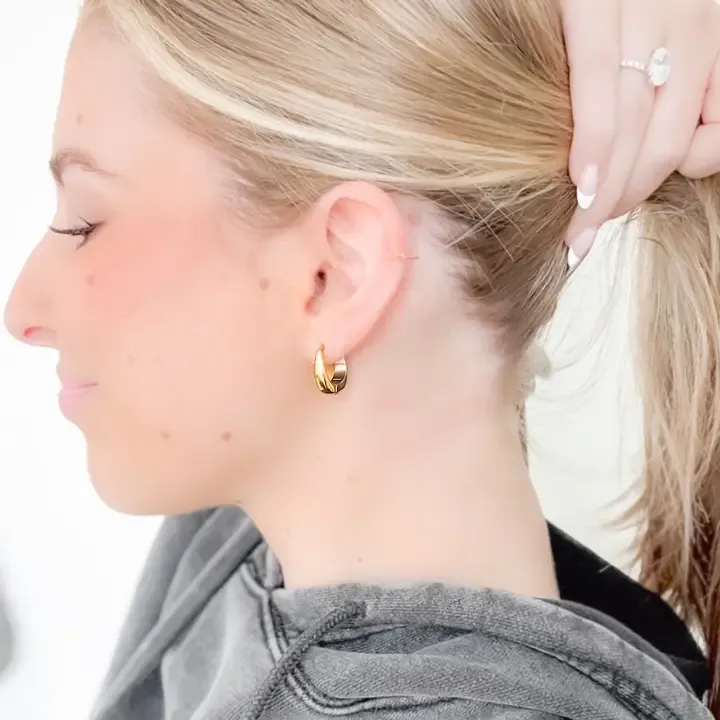 Pretty Simple Helena Huggie Hoops in Gold/Silver