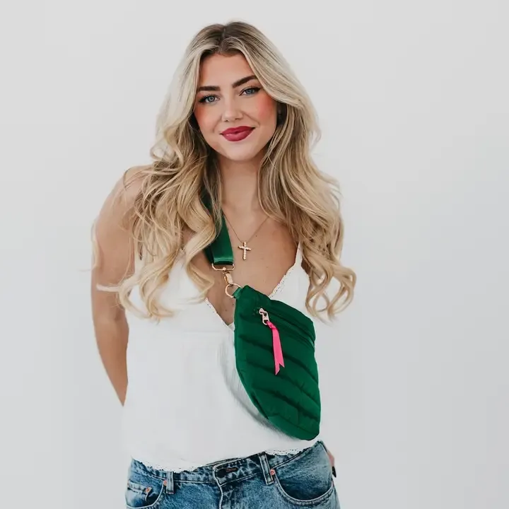 Pretty Simple Jolie Puffer Belt Bag in Emerald