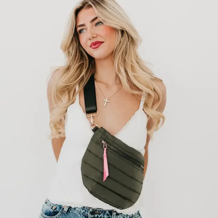 Pretty Simple Jolie Puffer Belt Bag in Olive