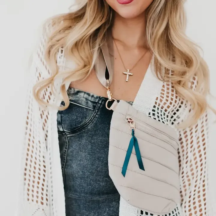 Pretty Simple Jolie Puffer Belt Bag in Sand