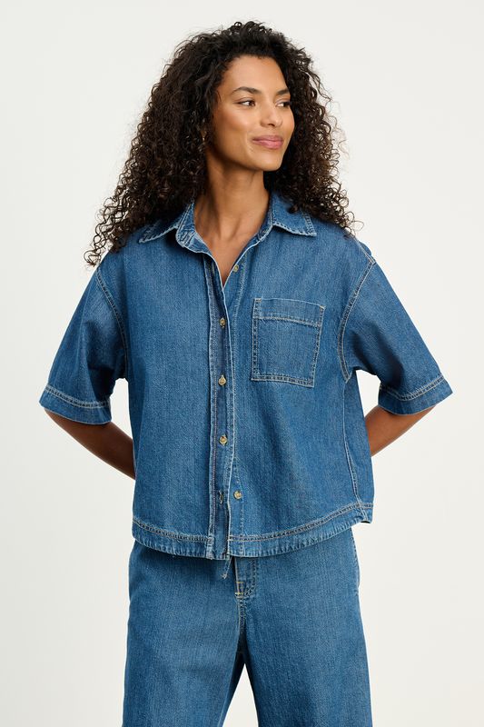 Velvet Kaddy Denim Short Sleeve Top in Classic