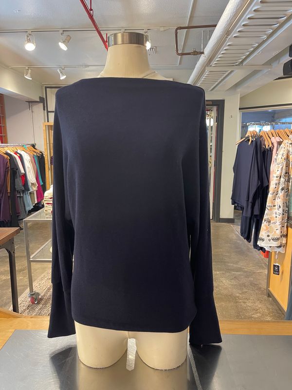 Velvet Selmy Kashmir Knit Long Sleeve Top in Navy