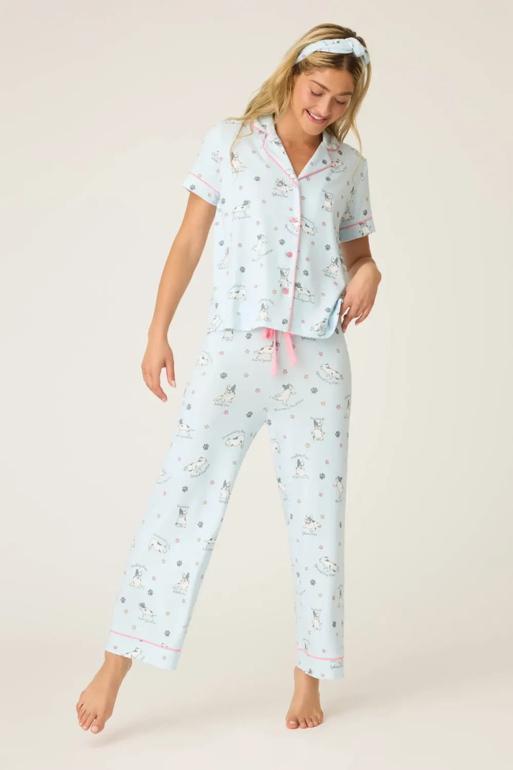 PJ Salvage Paws and Breathe 3-piece PJ Set in Blue Mist