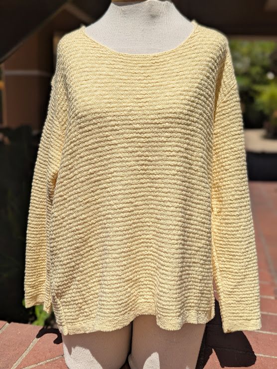 Avalin Long Sleeve U-Neck Tuck Stitch Sweater in Butter