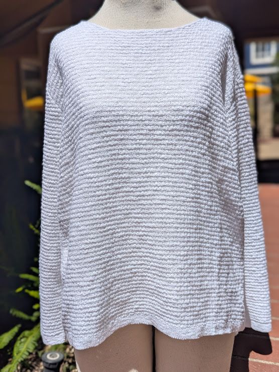 Avalin Long Sleeve U-Neck Tuck Stitch Sweater in White