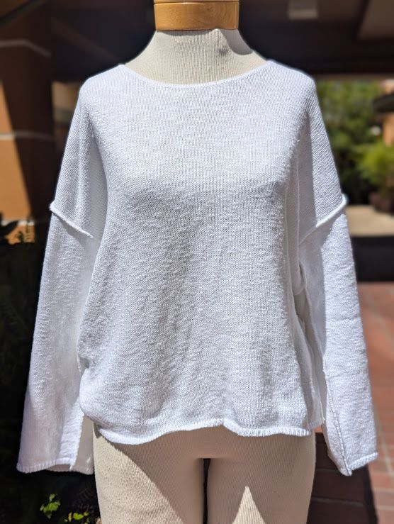 Avalin 3/4 Sleeve Scoop Neck Sweater in White