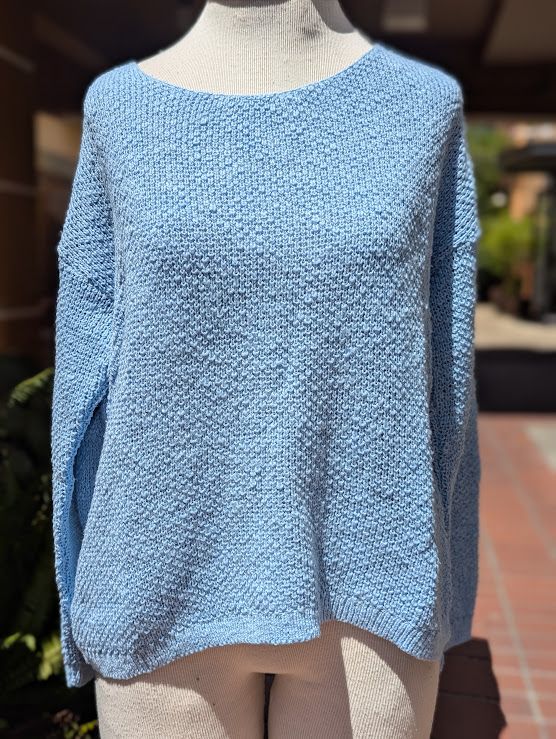 Avalin U-Neck Jersey Rib Stitch Sweater in Sky