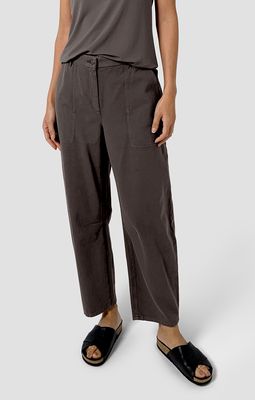 Eileen Fisher Garment Dyed Utility Cotton Ankle Barrel Pants with Pockets in Rye