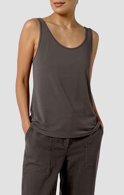 Eileen Fisher Stretch Silk Jersey Scoop Neck Slim Tank in Rye