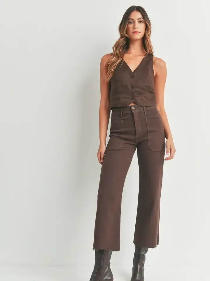 Just Black Denim High Rise Utility Wide Leg in Espresso