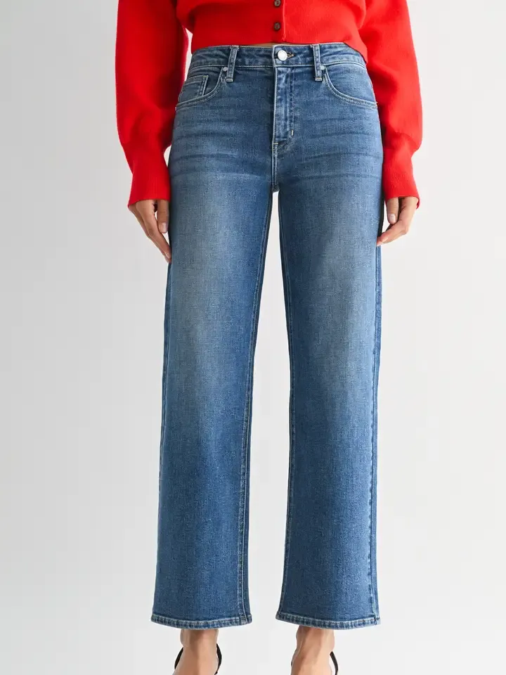 Just Black Denim Mid-Rise Slim Wide Leg in Demin