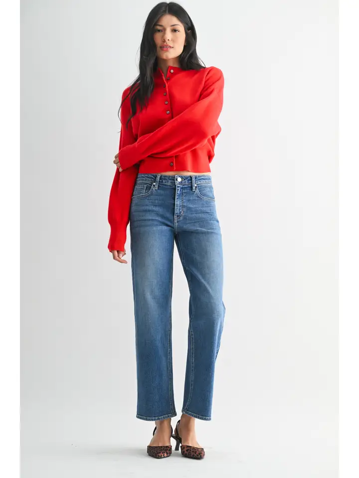 Just Black Denim Mid-Rise Slim Wide Leg in Demin