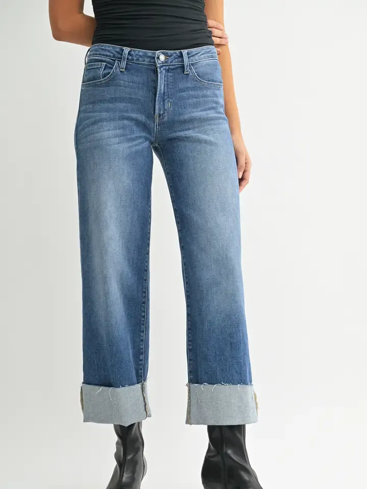 Just Black Denim Barrel Jean with Seams in Denim