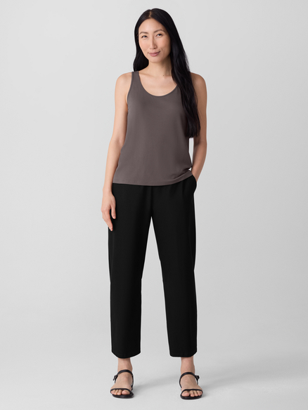Eileen Fisher Stretch Silk Jersey Scoop Neck Slim Tank in Rye