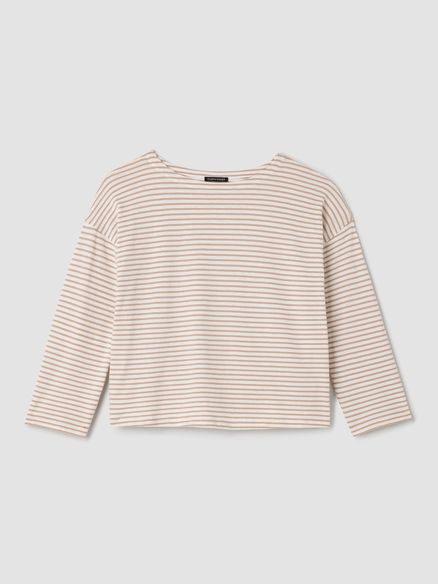 Eileen Fisher Bateau Neck Bracelet Sleeve Top in Wheat