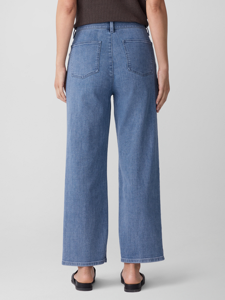 Eileen Fisher Cotton Stretch Denim Straight Ankle Jean in Classic Indigo