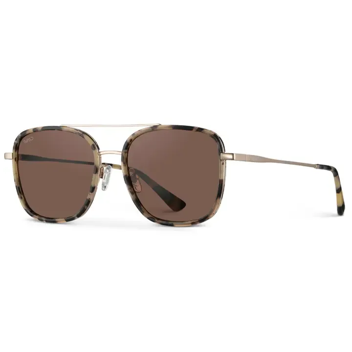 WMP Gia Square Frame Sunglasses in Beige Tortoise/Brown Lens