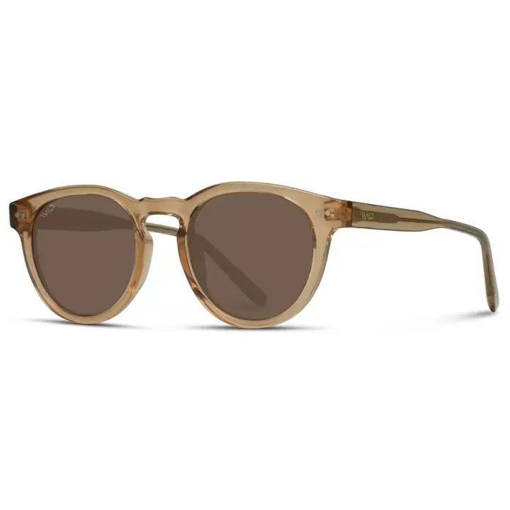 WMP Tate Round Polarized Sunglasses in Light Crystal Brown