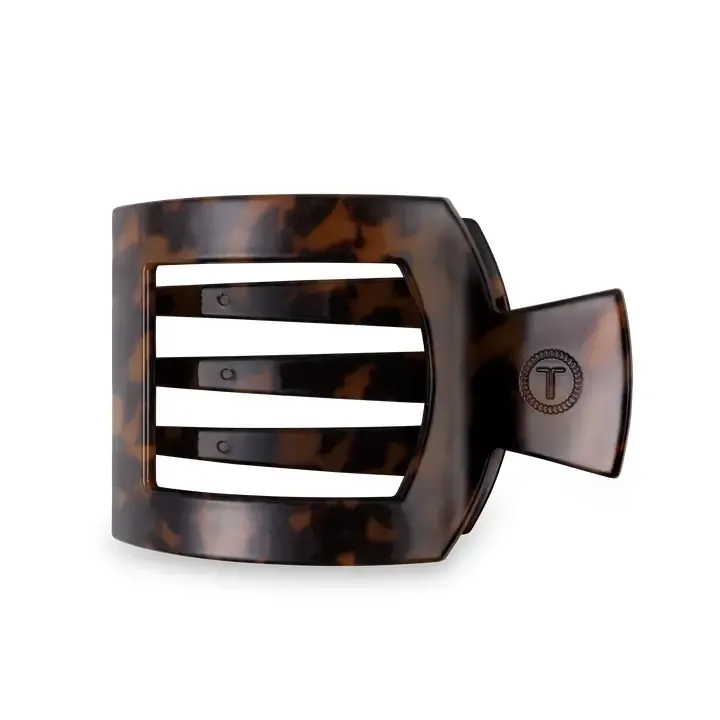 Teleties Large Square Flat Clip in Tortoise