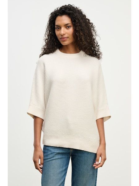 Velvet Coco Superb Elbow Sleeve Sweater in Milk