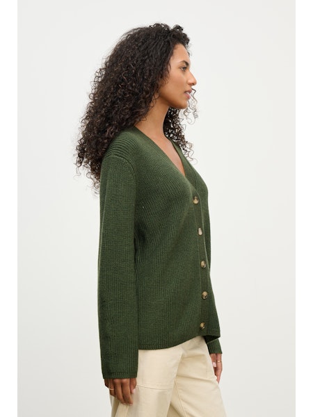 Velvet Monet V Neck Cardigan in Pine