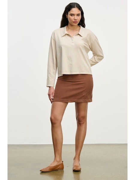 Velvet Liza Cotton Corduroy Skirt in Bark
