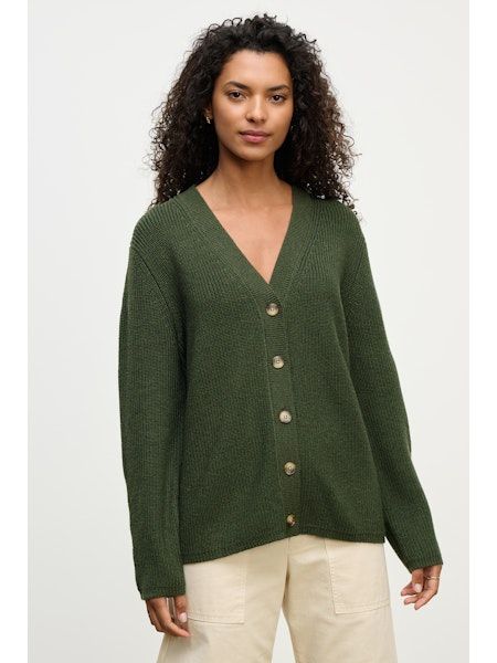 Velvet Monet V Neck Cardigan in Pine