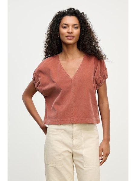 Velvet Mai Cotton Corduroy Top in Maple