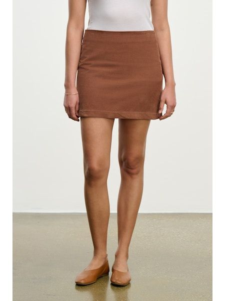 Velvet Liza Cotton Corduroy Skirt in Bark