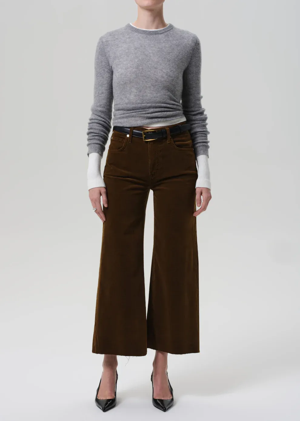 Citizens of Humanity Lyra Wide Leg Crop Corduroy in Manuka