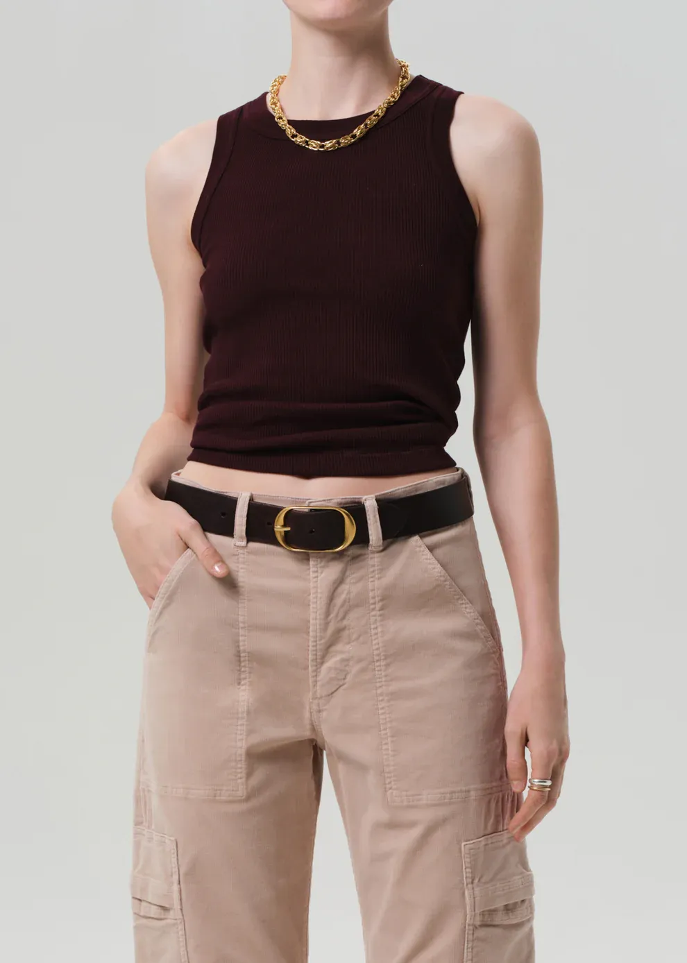 Citizens of Humanity Isabel Rib Tank in Mahogany