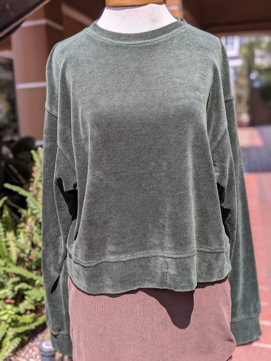 Velvet Halima Cotton Velour Top in Camp