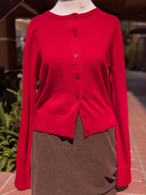 Velvet Violette Lux Cotton Cashmere Cardigan in Red