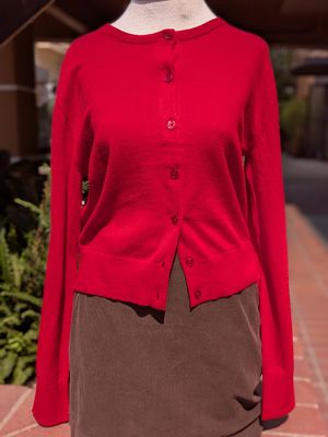 Velvet Violette Lux Cotton Cashmere Cardigan in Red Velvet Violette Lux Cotton Cashmere Cardigan in Red
