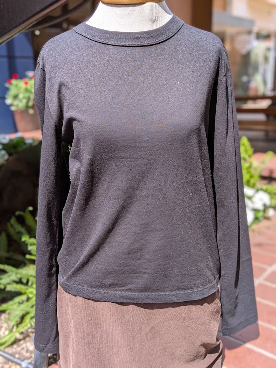 Velvet Susanna Vintage Cotton Jersey Long Sleeve Top in Black