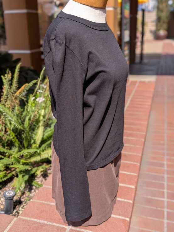 Velvet Susanna Vintage Cotton Jersey Long Sleeve Top in Black