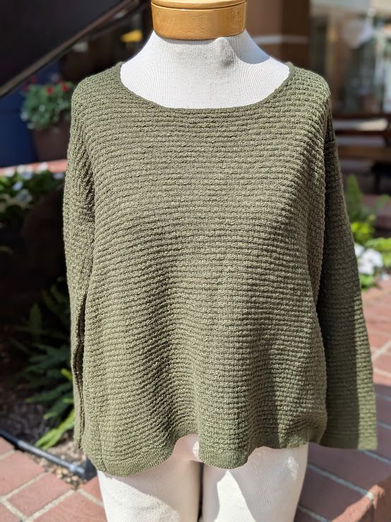 Avalin Long Sleeve U-Neck Tuck Stitch in Olive