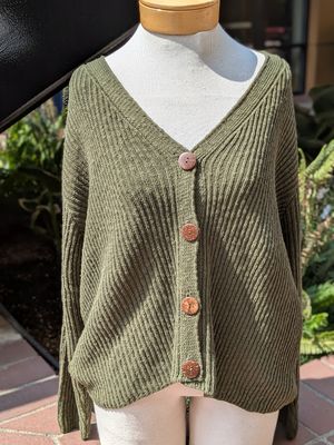 Avalin Ribbed 4 Button Cardigan in Olive Avalin Ribbed 4 Button Cardigan in Olive